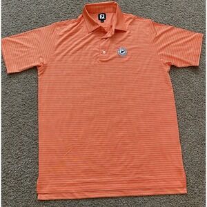 FootJoy Mens Golf‎ Polo Short Sleeve Size Large Orange White Stripe Performance